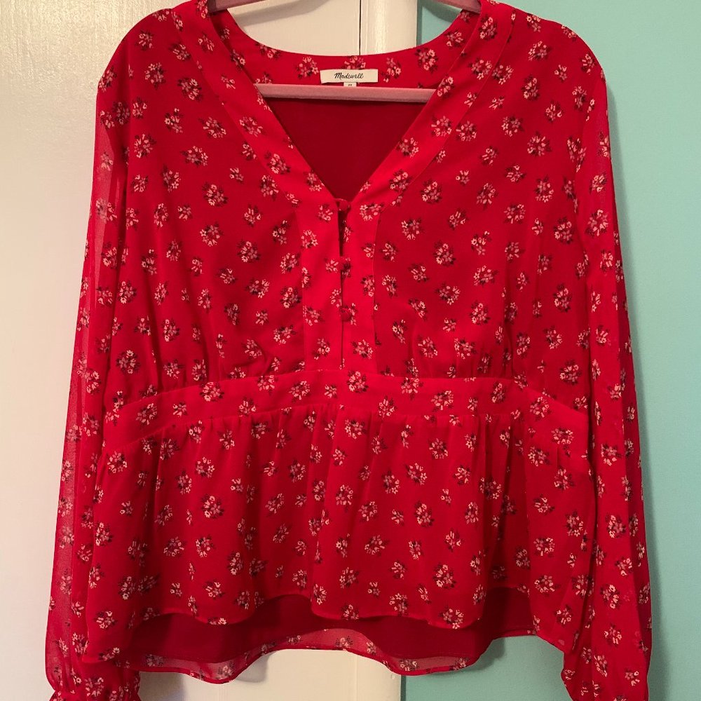 Madewell V-Neck Peplum Top